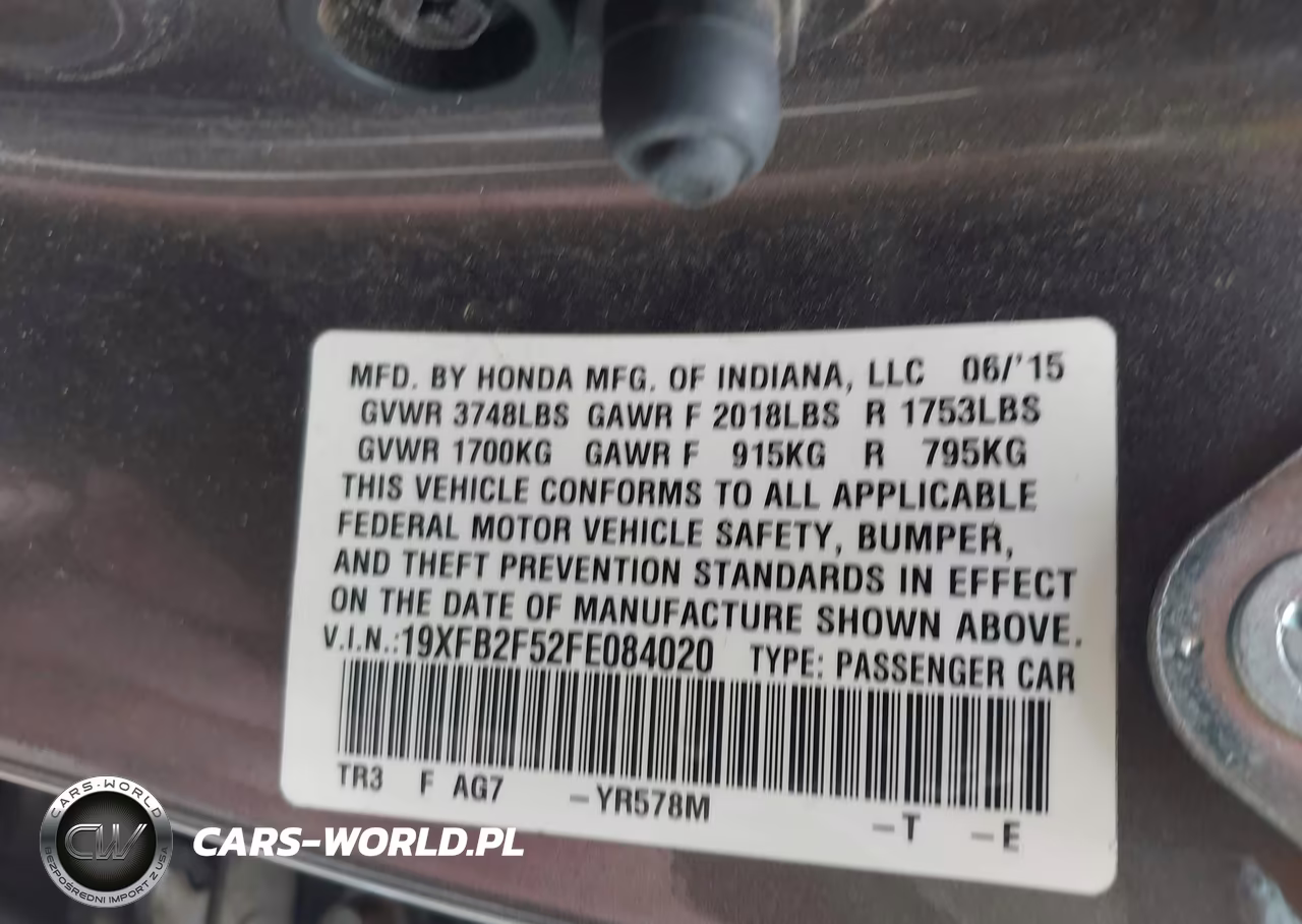 2015 Honda Civic Lx VIN:19XFB2F52FE084020 - 9