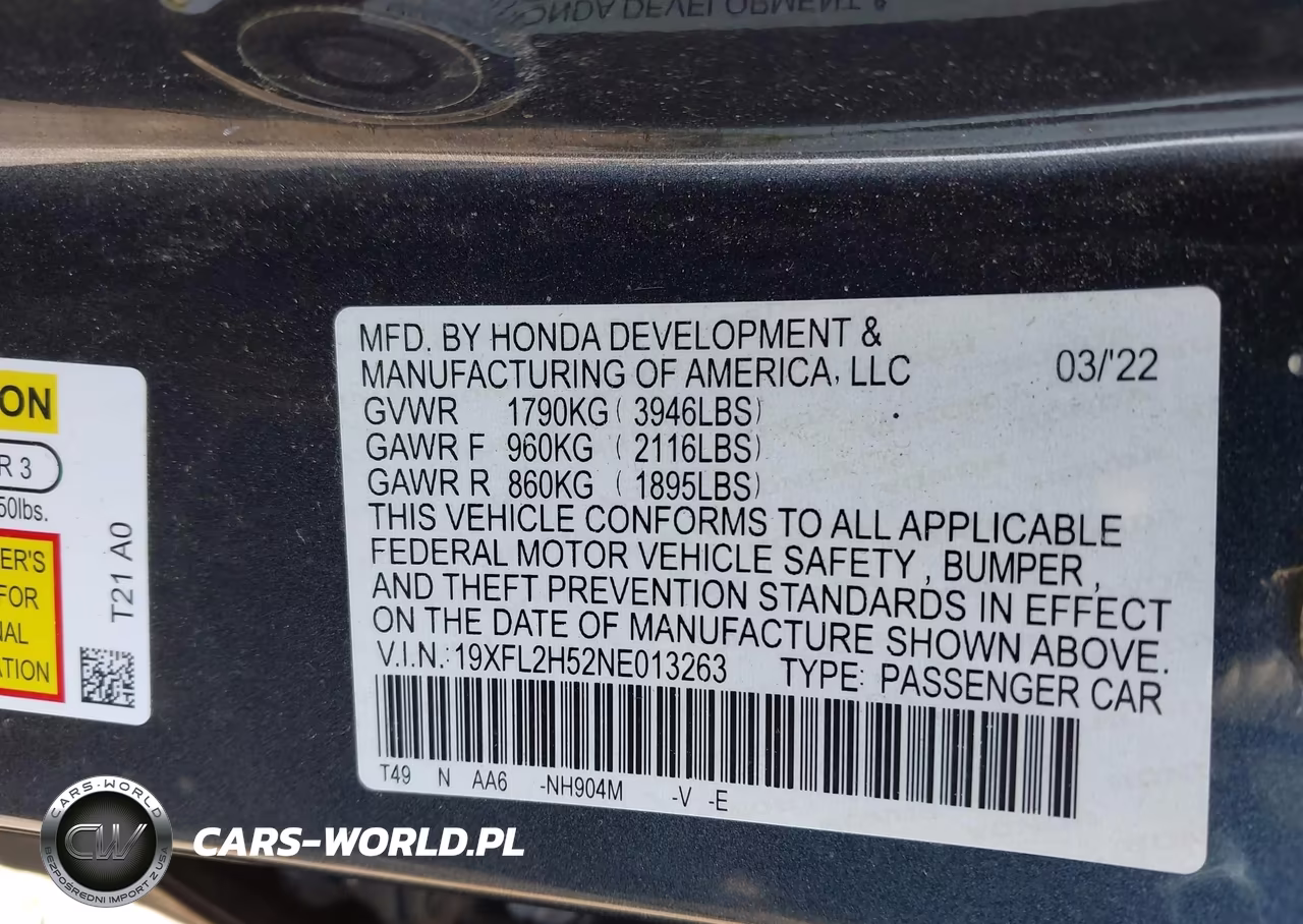 2022 Honda Civic Lx VIN:19XFL2H52NE013263 - 9