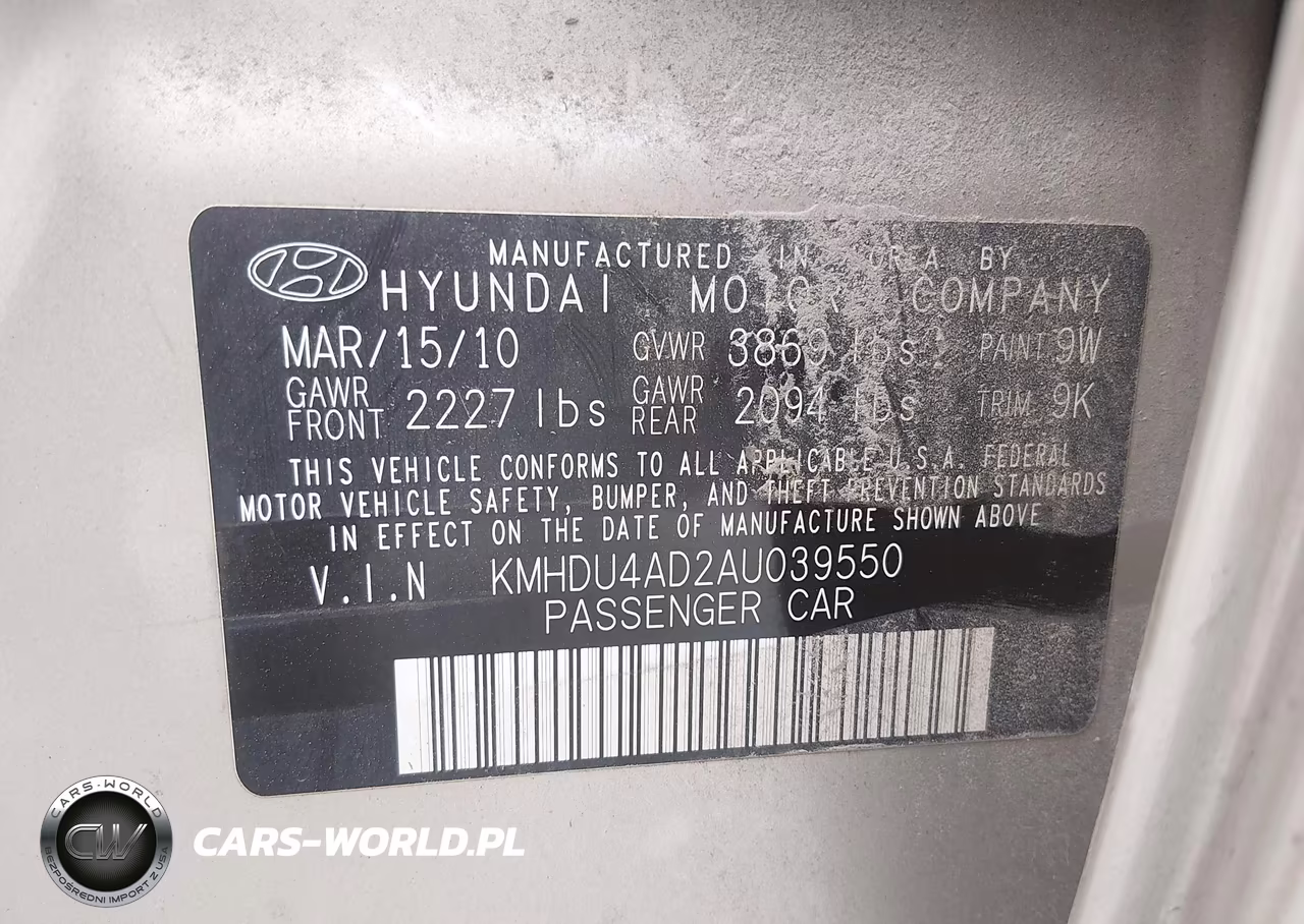 2010 Hyundai Elantra Gls VIN:KMHDU4AD2AU039550 - 9