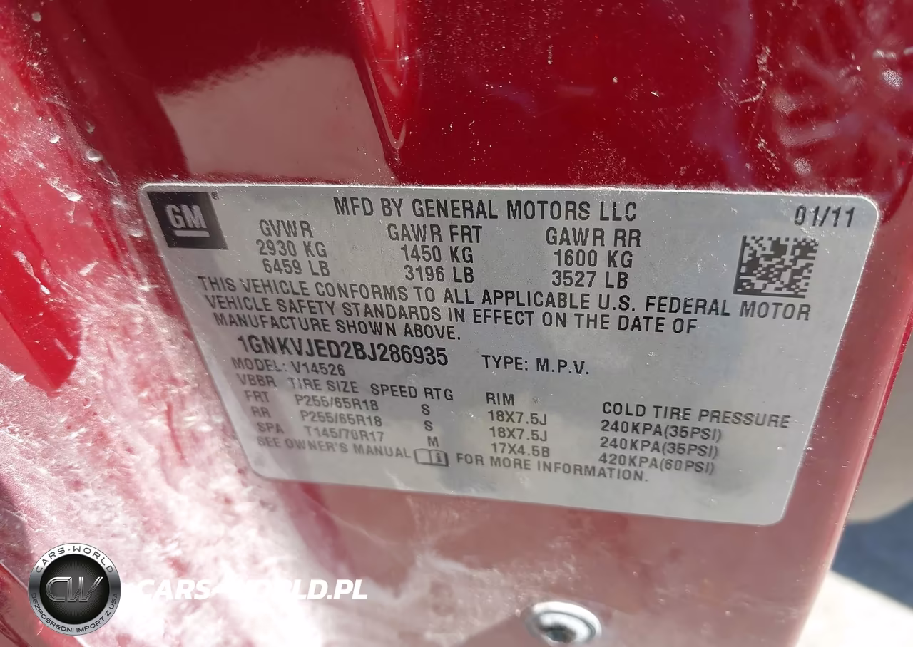 2011 Chevrolet Traverse 2Lt VIN:1GNKVJED2BJ286935 - 9