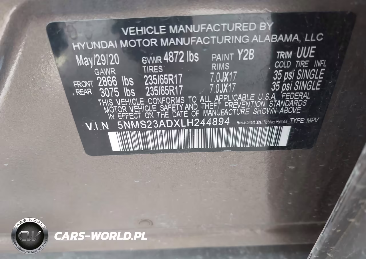 2020 Hyundai Santa Fe Se VIN:5NMS23ADXLH244894 - 9