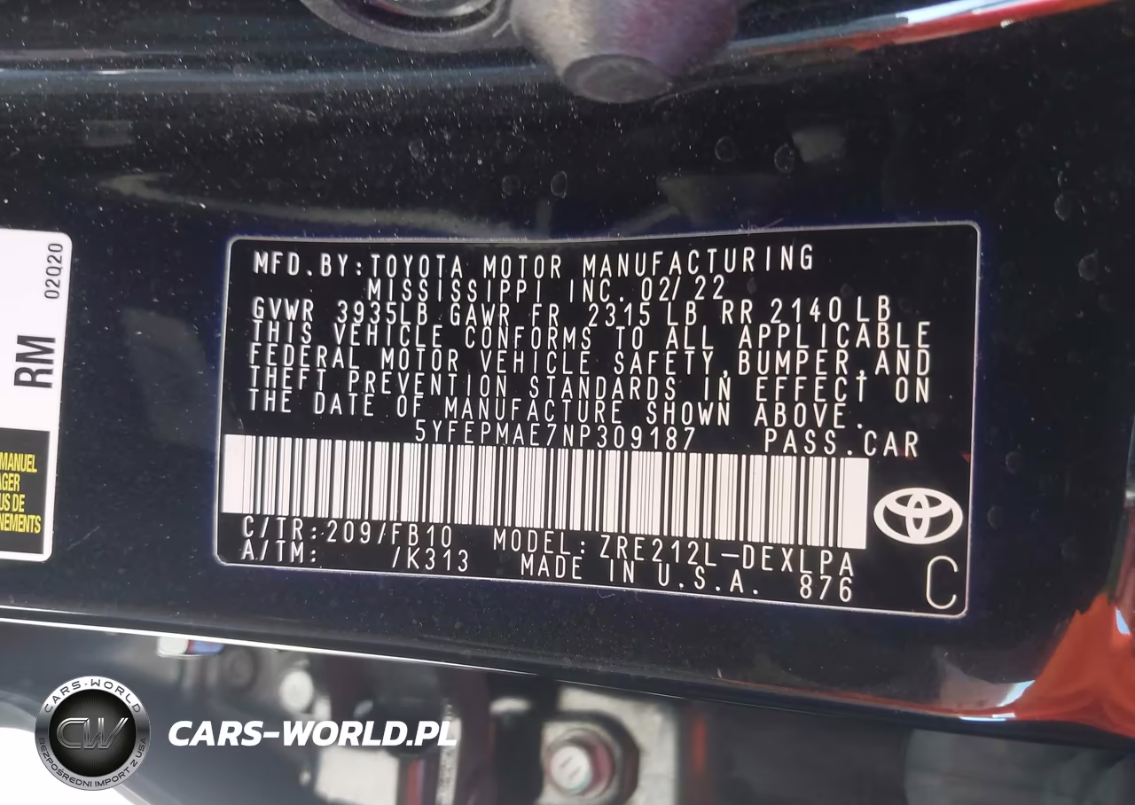 2022 Toyota Corolla Le VIN:5YFEPMAE7NP309187 - 9