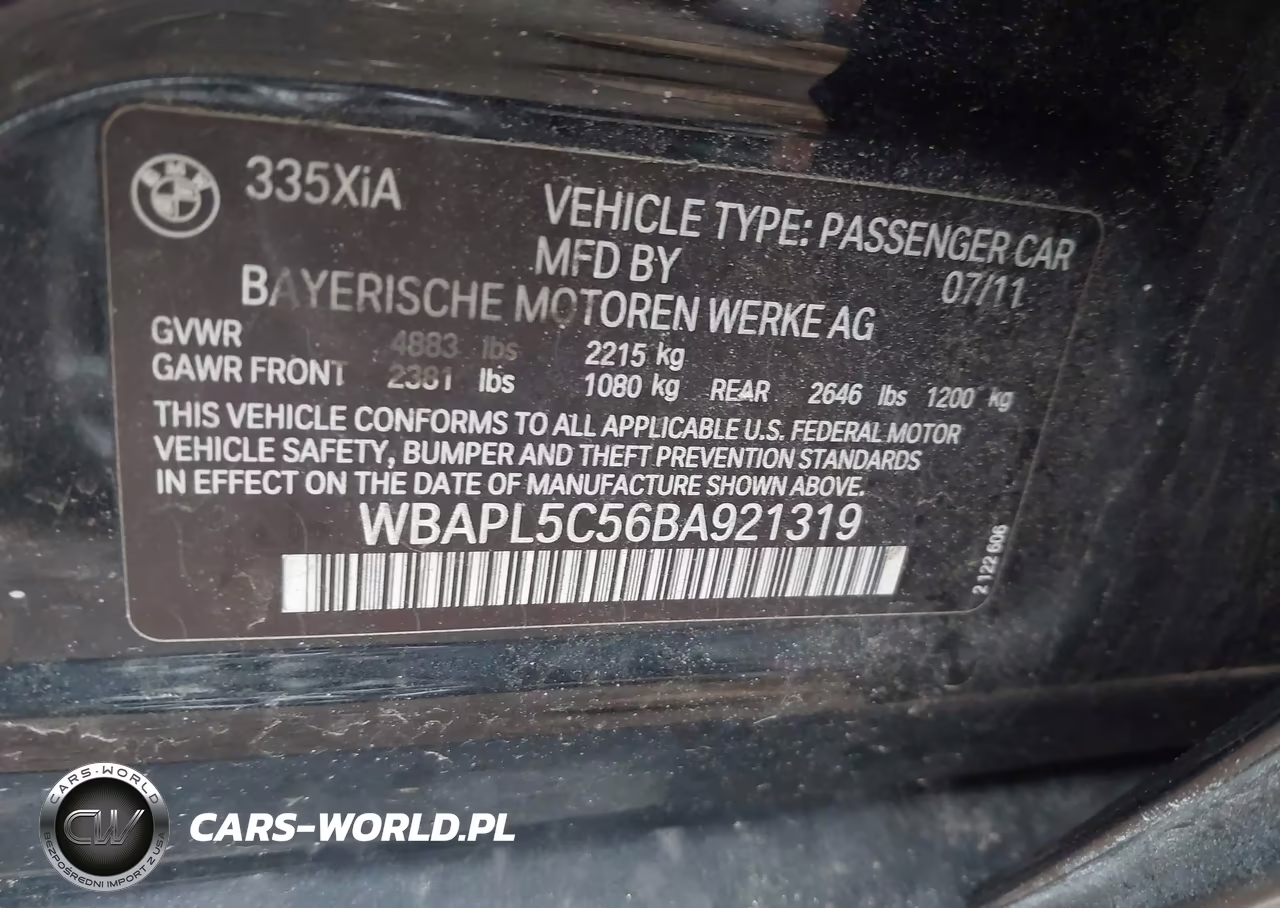 2011 BMW 335I xDrive VIN:WBAPL5C56BA921319 - 9