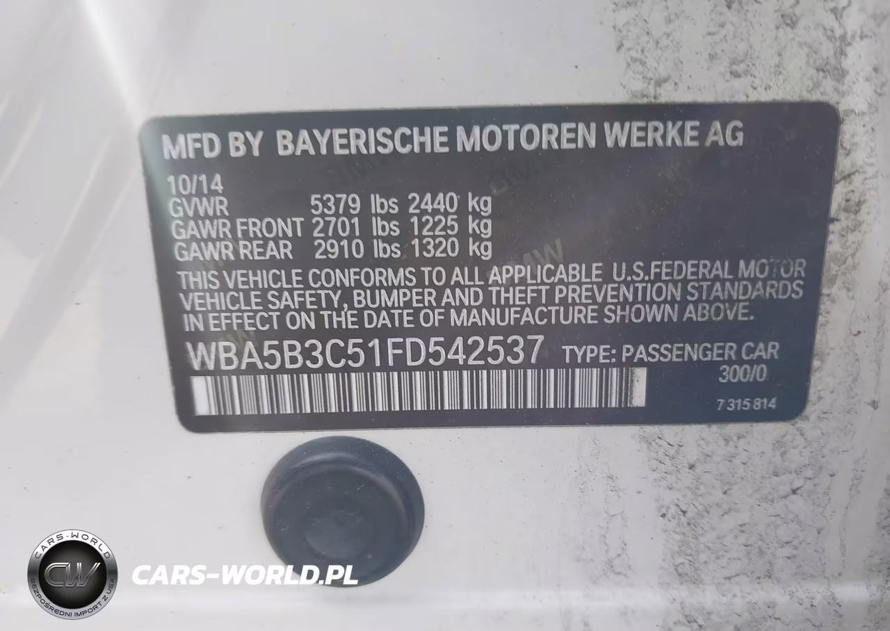 2015 BMW 535I xDrive VIN:WBA5B3C51FD542537 - 9