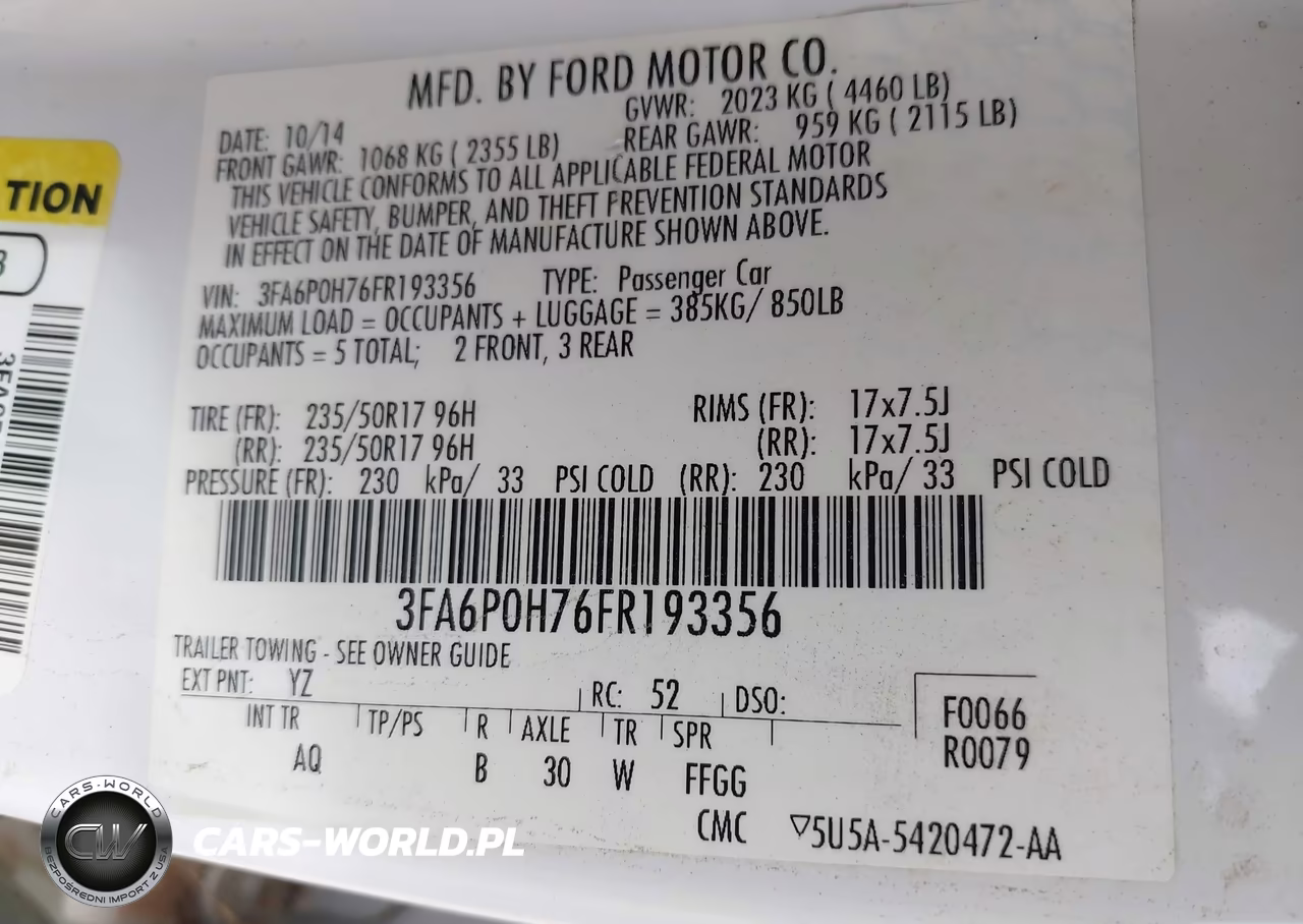 2015 Ford Fusion Se VIN:3FA6P0H76FR193356 - 9