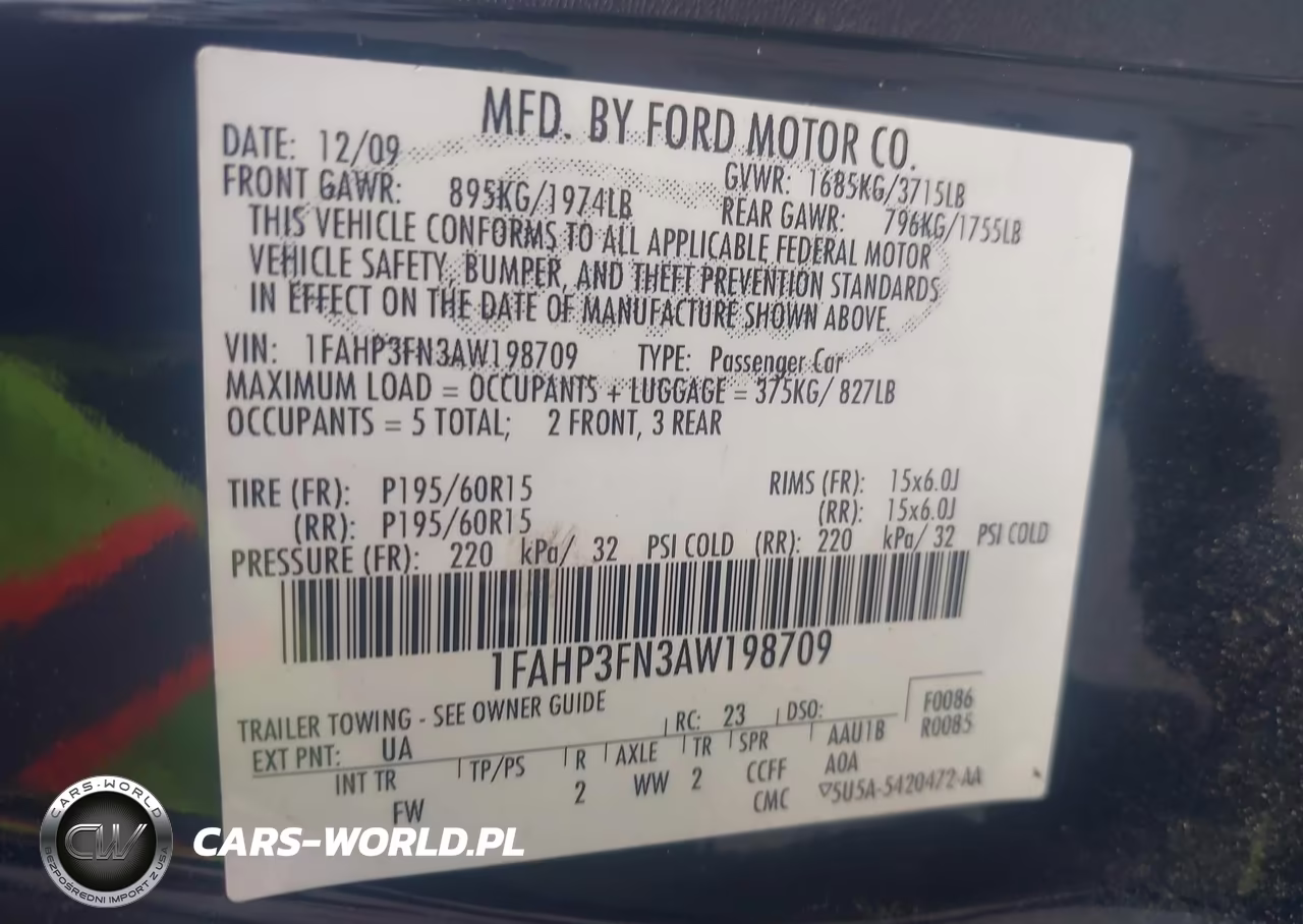 2010 Ford Focus Se VIN:1FAHP3FN3AW198709 - 9