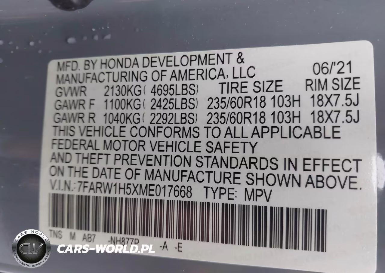 2021 Honda Cr-V 2Wd Ex VIN:7FARW1H5XME017668 - 9