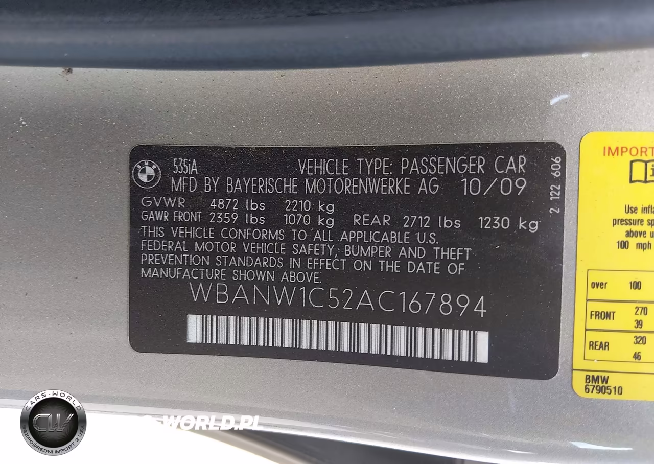 2010 BMW 535I VIN:WBANW1C52AC167894 - 9