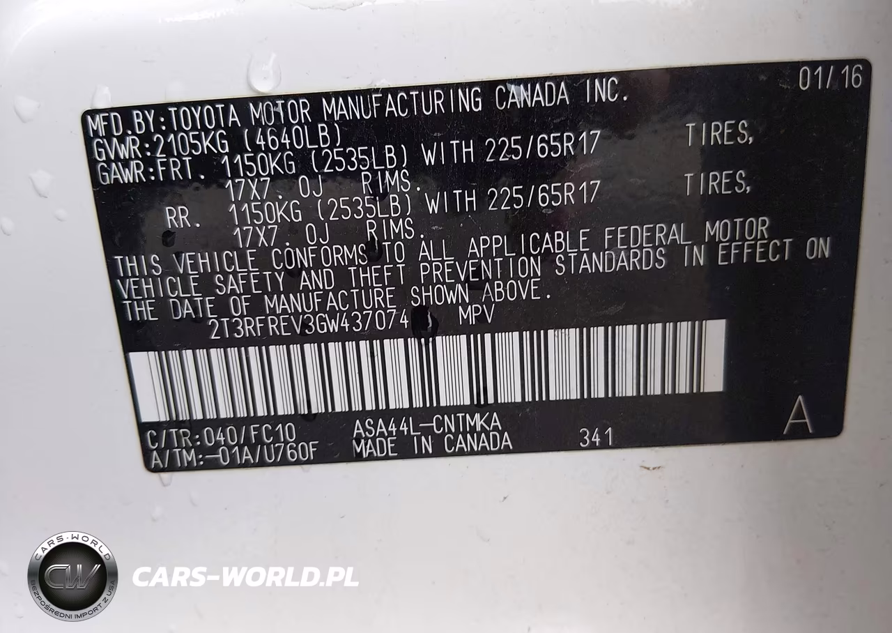 2016 Toyota Rav4 Xle VIN:2T3RFREV3GW437074 - 9
