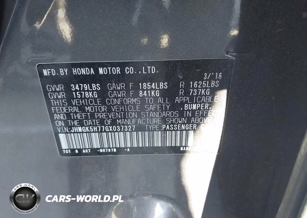 2016 Honda Fit Ex VIN:JHMGK5H77GX037327 - 9
