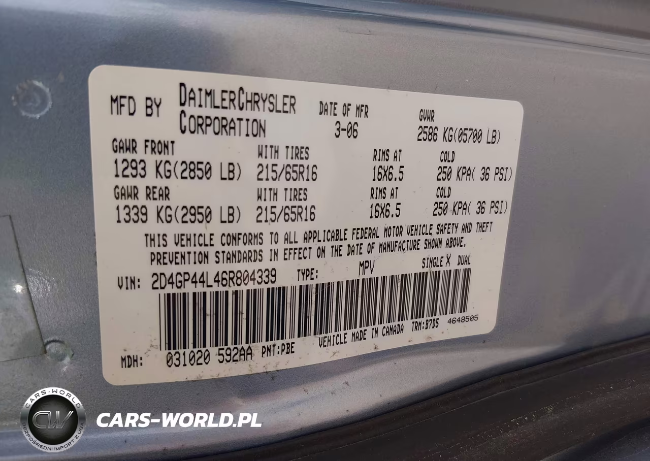 2006 Dodge Grand Caravan Sxt VIN:2D4GP44L46R804339 - 9