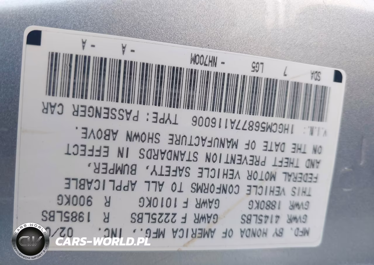 2007 Honda Accord 2.4 Ex VIN:1HGCM56877A116006 - 9