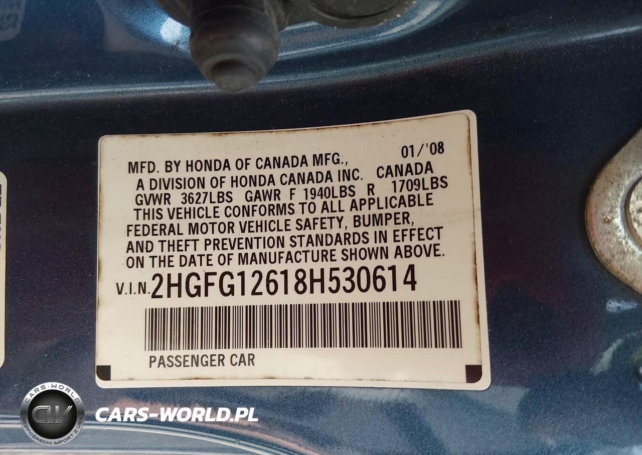 2008 Honda Civic Lx VIN:2HGFG12618H530614 - 9