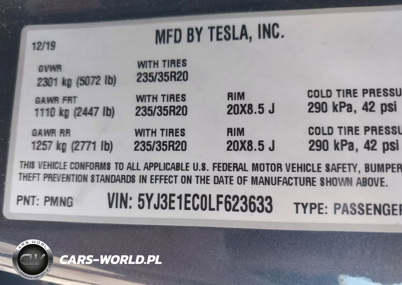2020 Tesla Model 3 Performance Dual Motor All-Wheel Drive VIN:5YJ3E1EC0LF623633 - 9