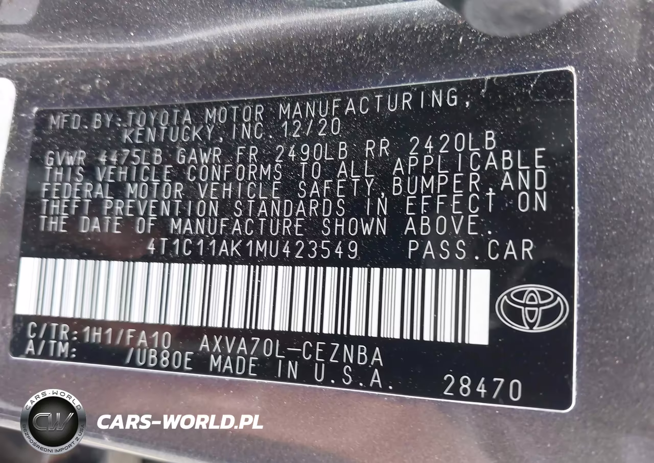2021 Toyota Camry Le VIN:4T1C11AK1MU423549 - 9