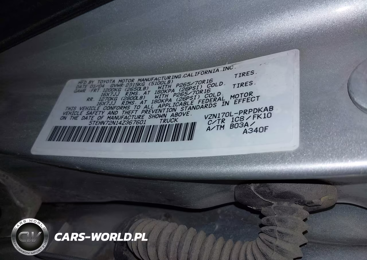 2004 Toyota Tacoma Base V6 VIN:5TEHN72N14Z367601 - 9