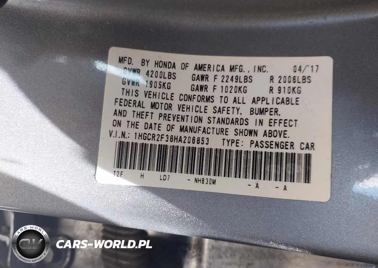 2017 Honda Accord Lx VIN:1HGCR2F38HA206853 - 9