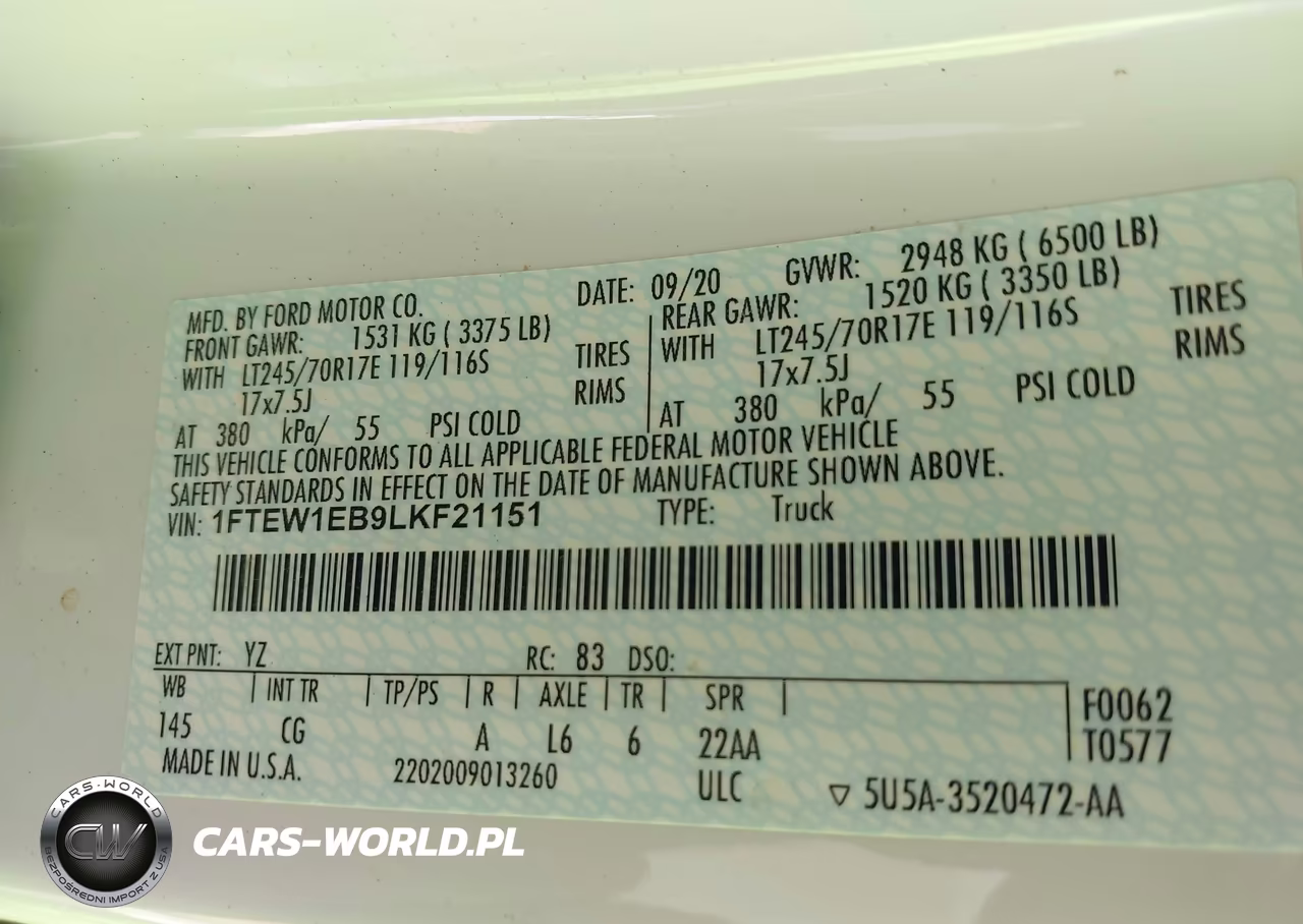 2020 Ford F-150 Xl VIN:1FTEW1EB9LKF21151 - 9