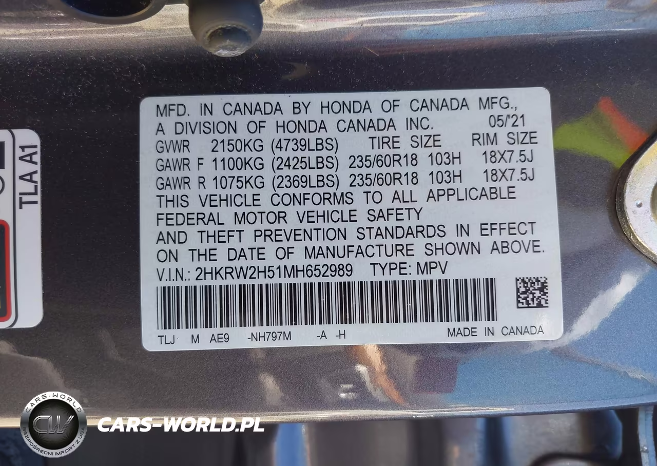 2021 Honda Cr-V Awd Ex VIN:2HKRW2H51MH652989 - 9