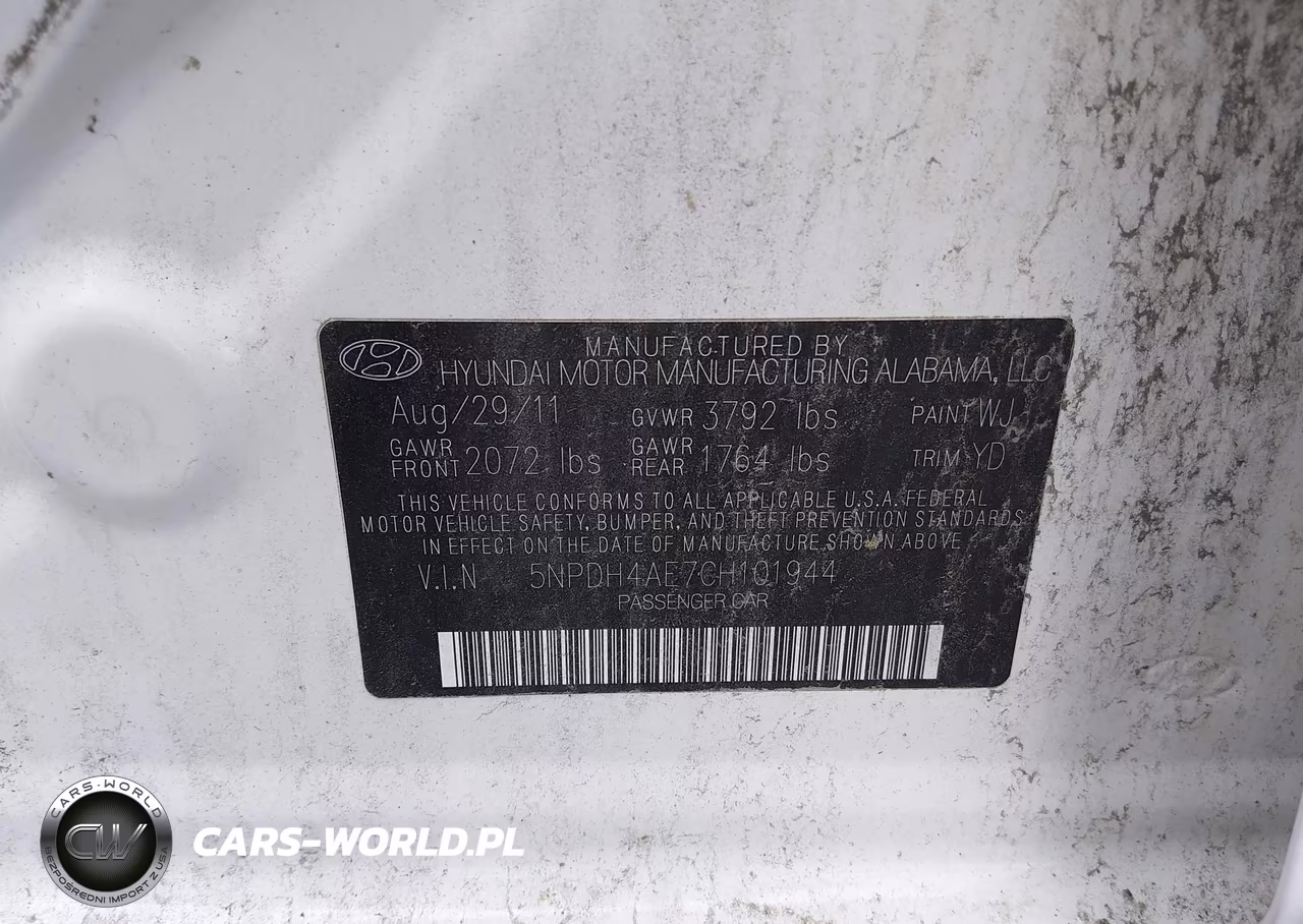 2012 Hyundai Elantra Gls VIN:5NPDH4AE7CH101944 - 9