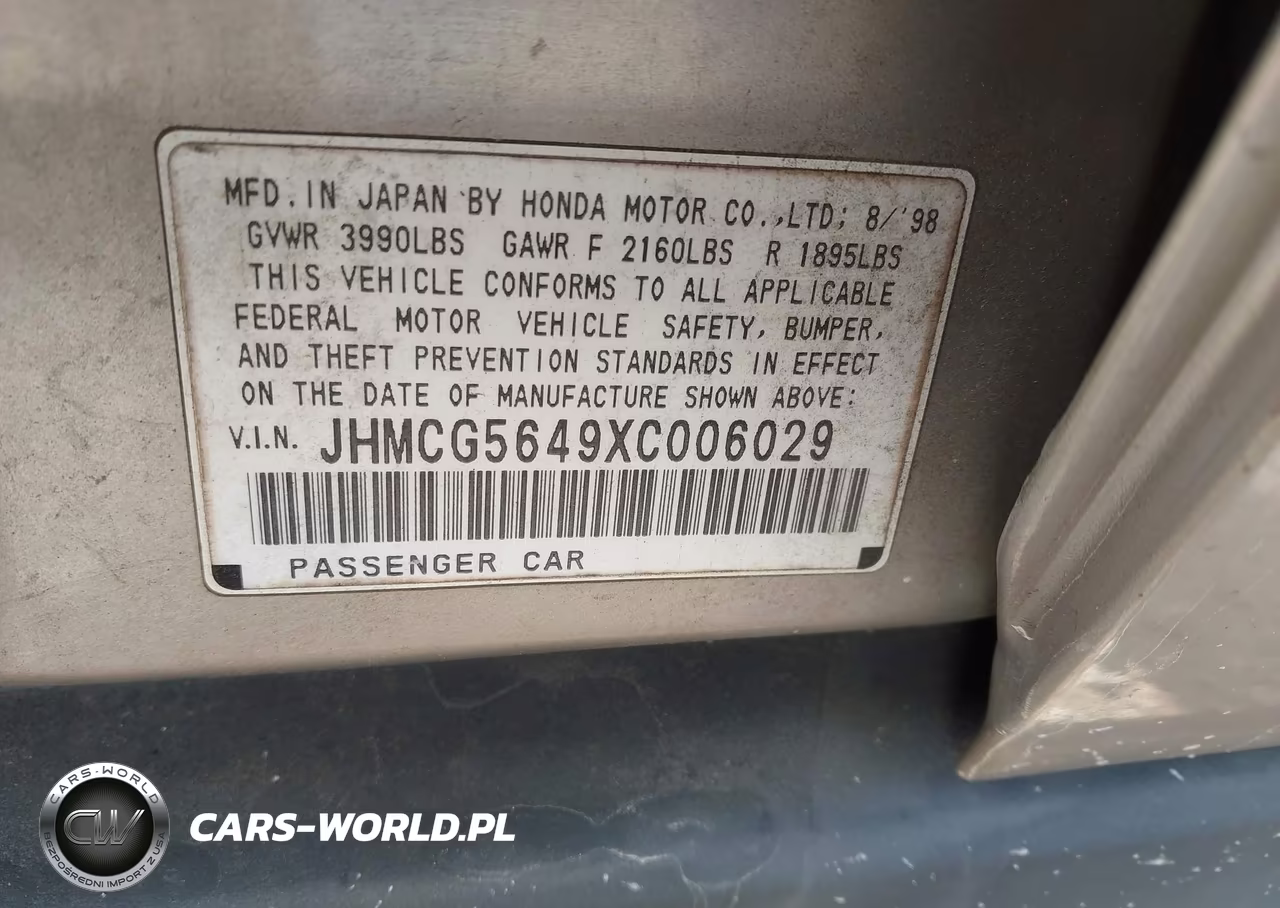 1999 Honda Accord Lx VIN:JHMCG5649XC006029 - 9