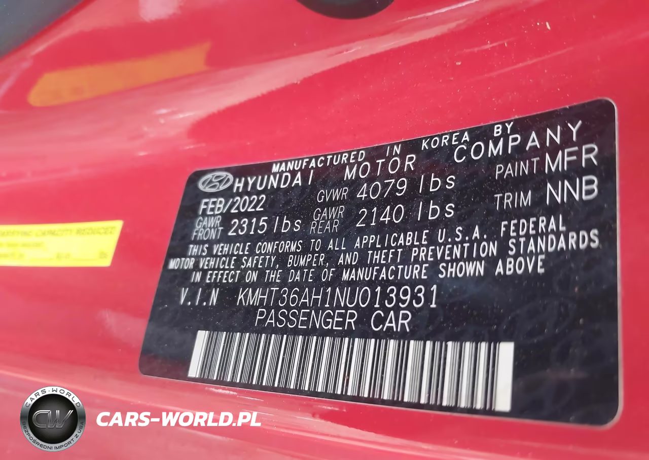 2022 Hyundai Veloster N VIN:KMHT36AH1NU013931 - 9