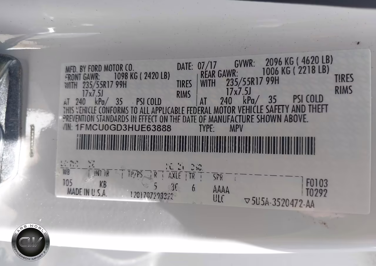 2017 Ford Escape Se VIN:1FMCU0GD3HUE63888 - 9