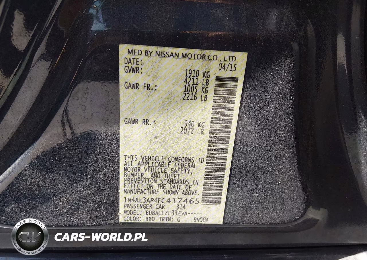 2015 Nissan Altima 2.5 S VIN:1N4AL3AP4FC417465 - 9