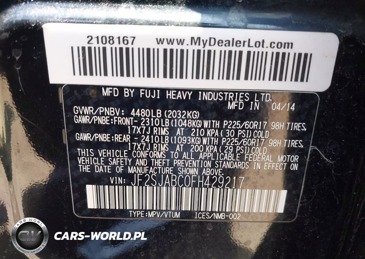 2015 Subaru Forester 2.5I VIN:JF2SJABC0FH429217 - 9