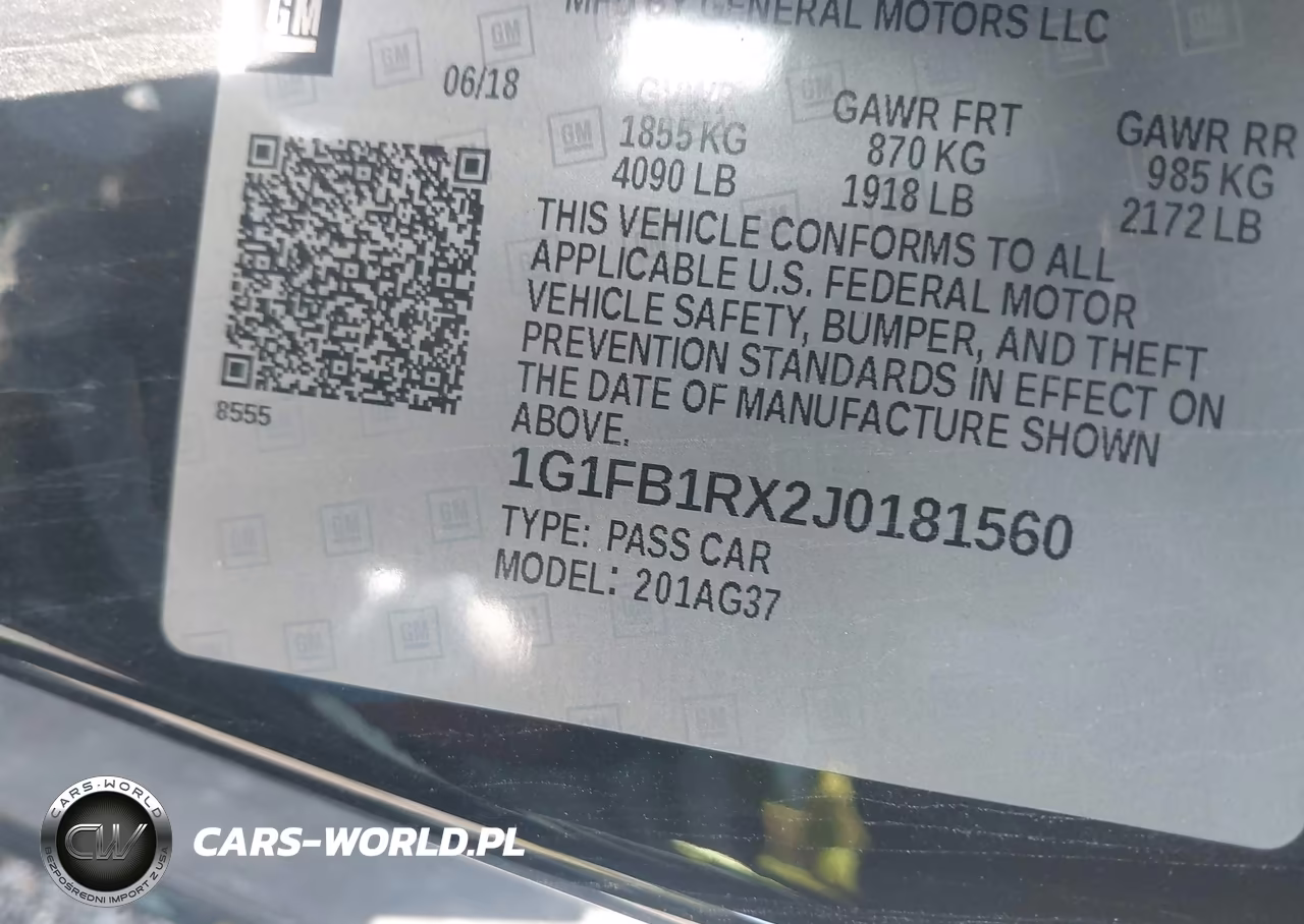 2018 Chevrolet Camaro 1Lt VIN:1G1FB1RX2J0181560 - 9