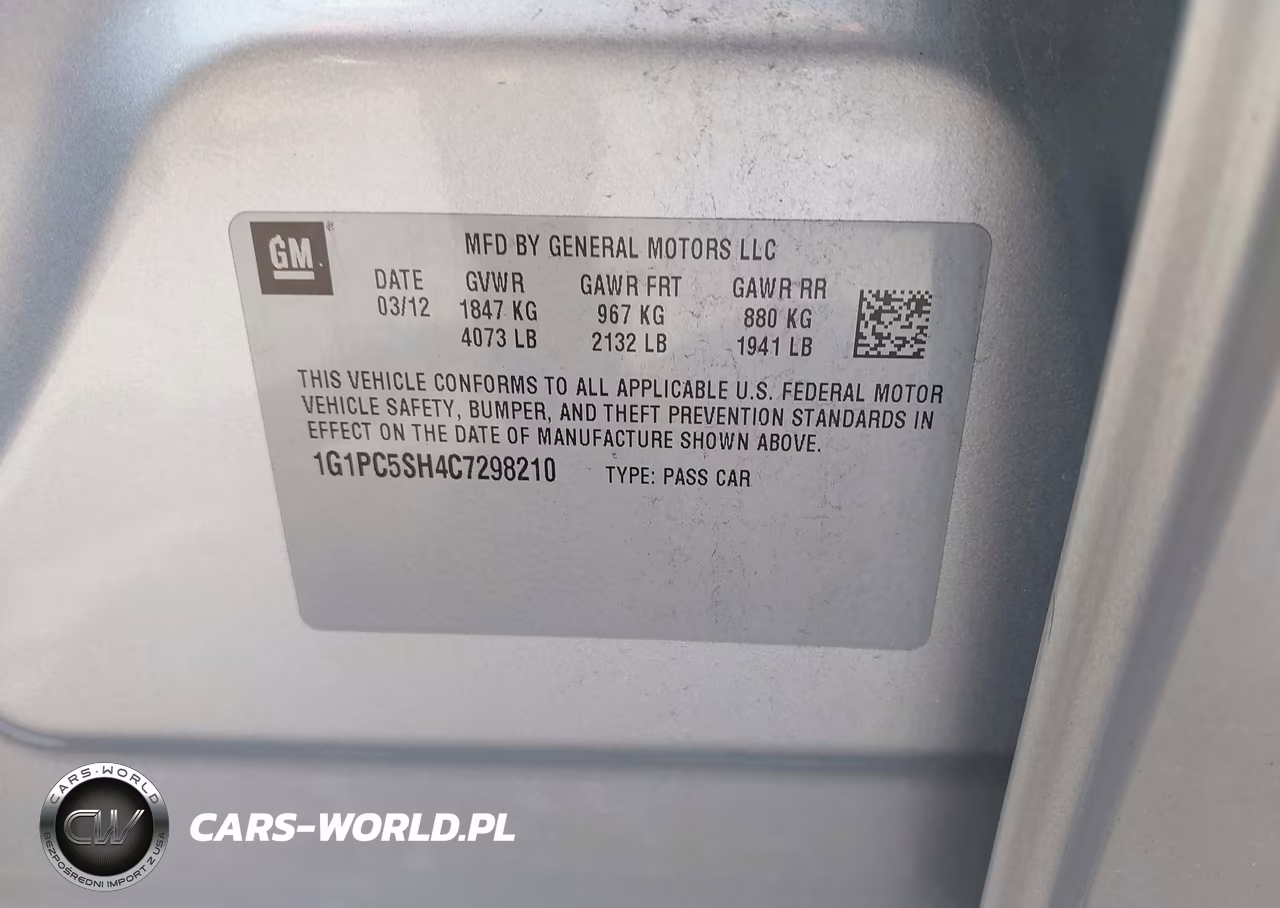 2012 Chevrolet Cruze Ls VIN:1G1PC5SH4C7298210 - 9