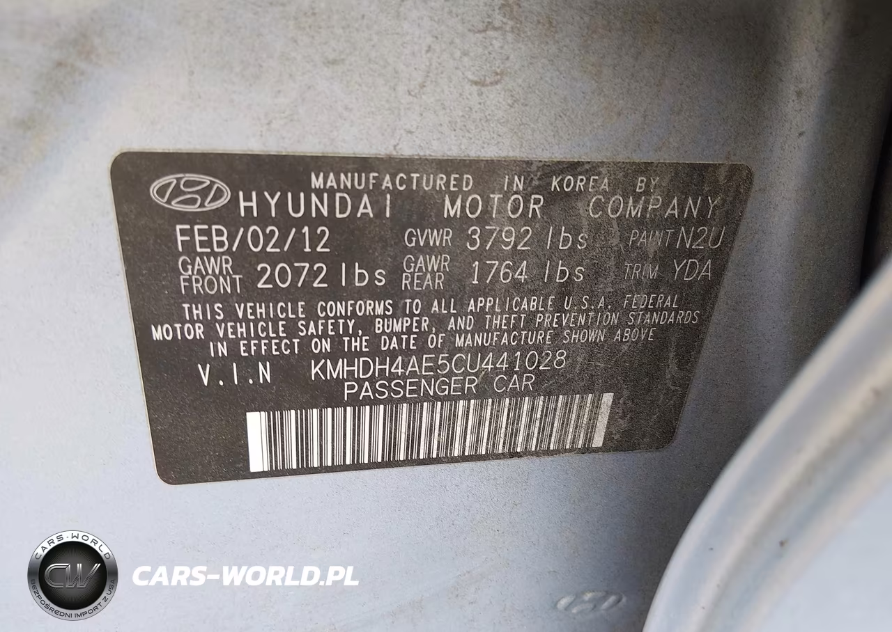 2012 Hyundai Elantra Gls (Ulsan Plant) VIN:KMHDH4AE5CU441028 - 9
