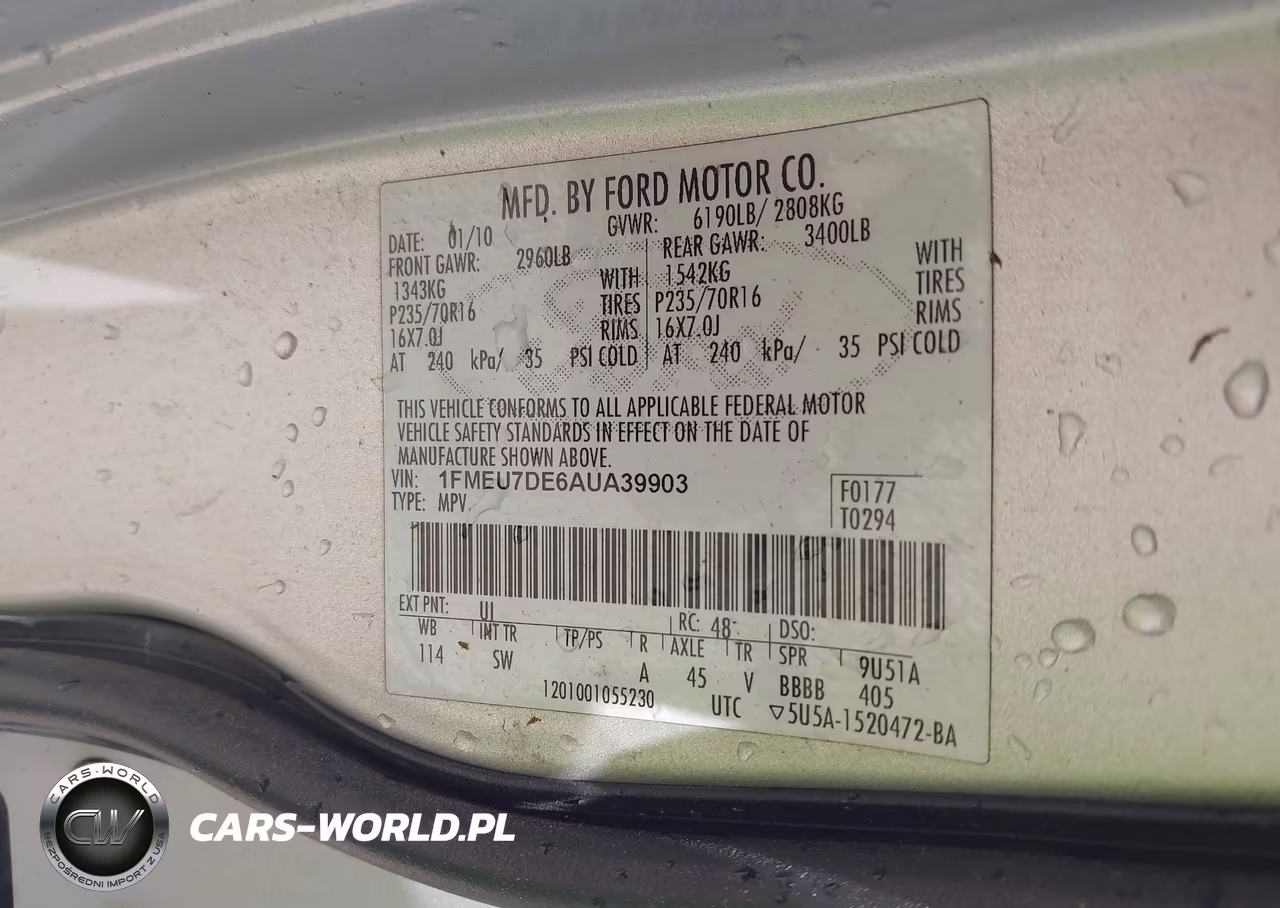 2010 Ford Explorer Xlt VIN:1FMEU7DE6AUA39903 - 9
