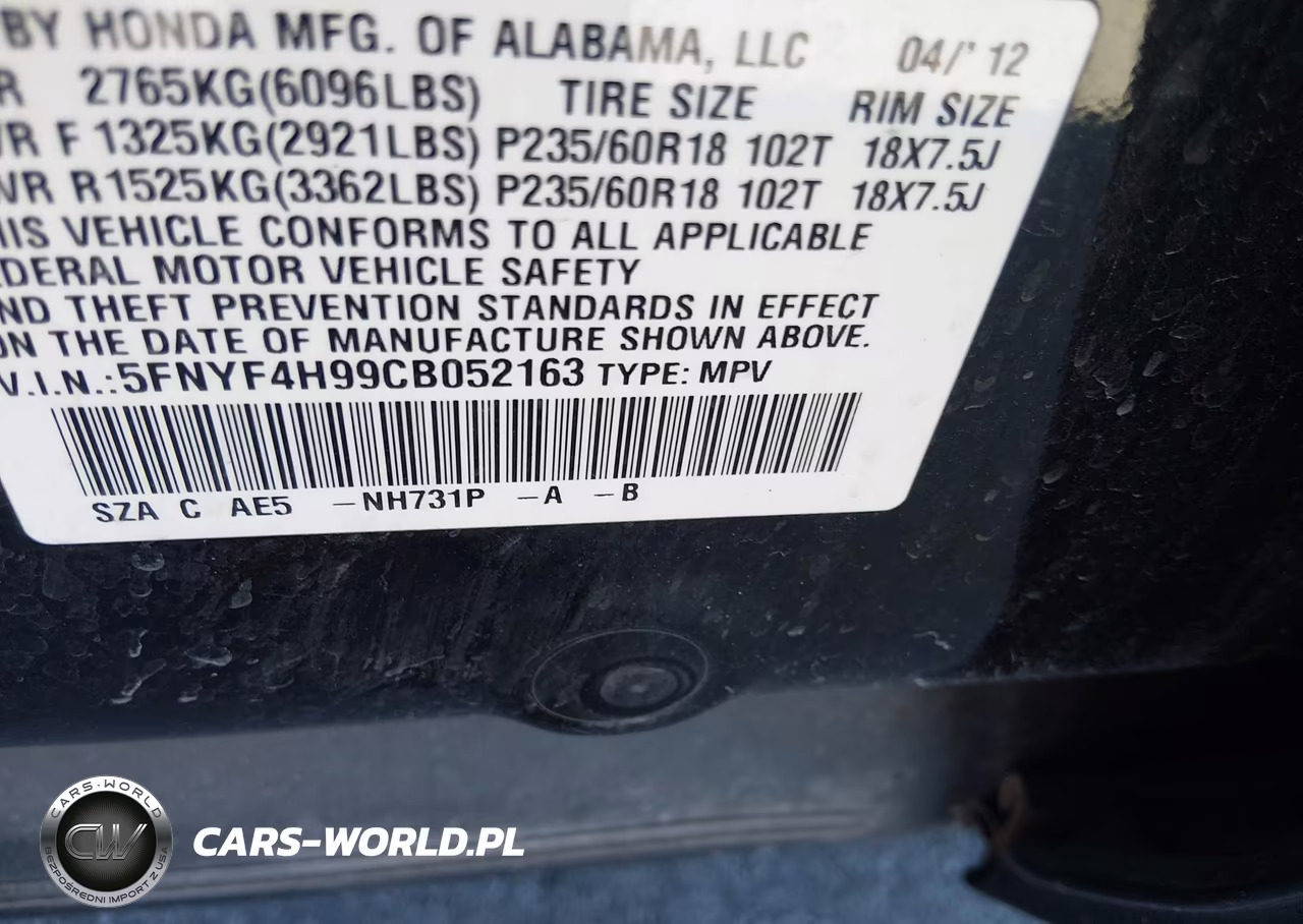 2012 Honda Pilot Touring VIN:5FNYF4H99CB052163 - 9