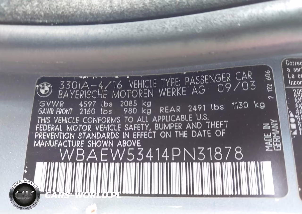 2004 BMW 330Xi VIN:WBAEW53414PN31878 - 9