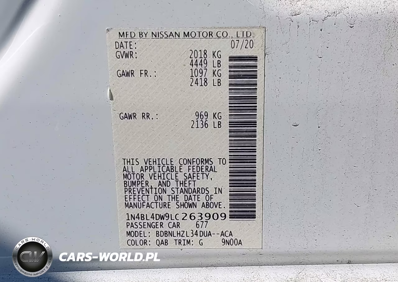 2020 Nissan Altima Sv Intelligent Awd VIN:1N4BL4DW9LC263909 - 9