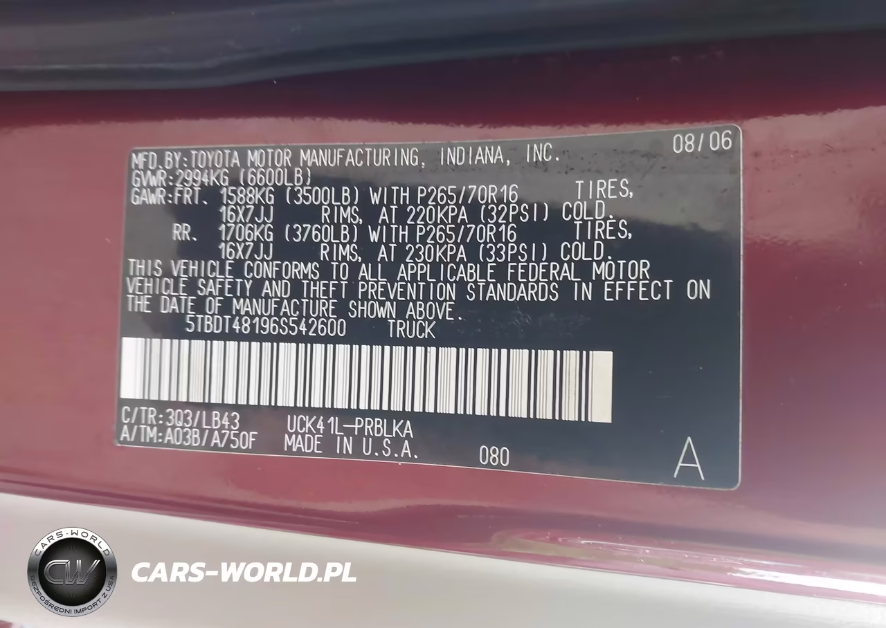 2006 Toyota Tundra Limited V8 VIN:5TBDT48196S542600 - 9