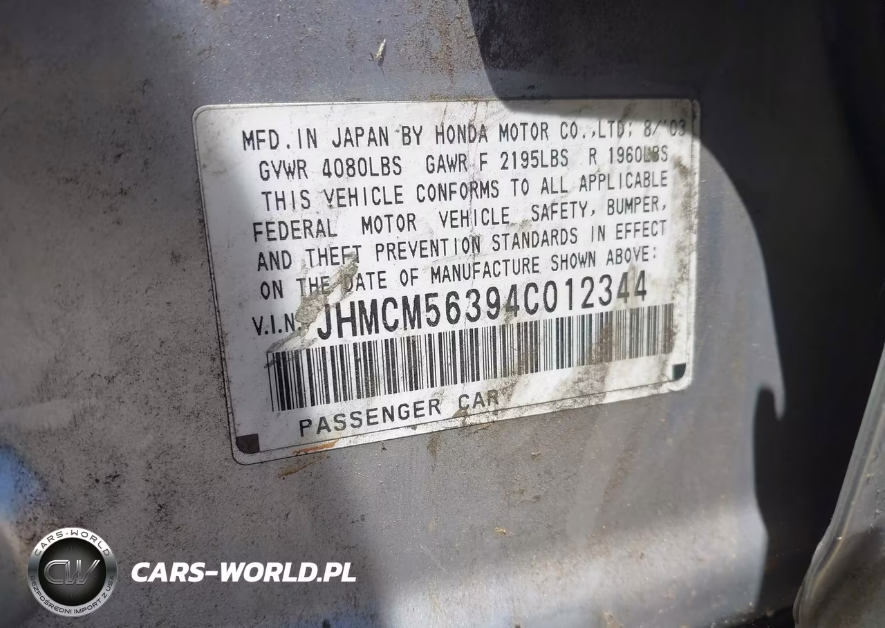 2004 Honda Accord 2.4 Lx VIN:JHMCM56394C012344 - 9