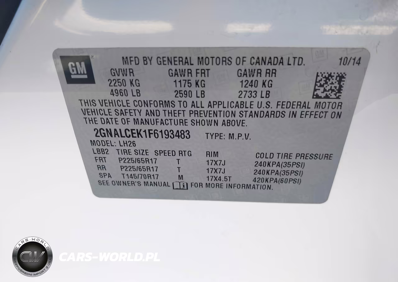2015 Chevrolet Equinox Lt VIN:2GNALCEK1F6193483 - 9