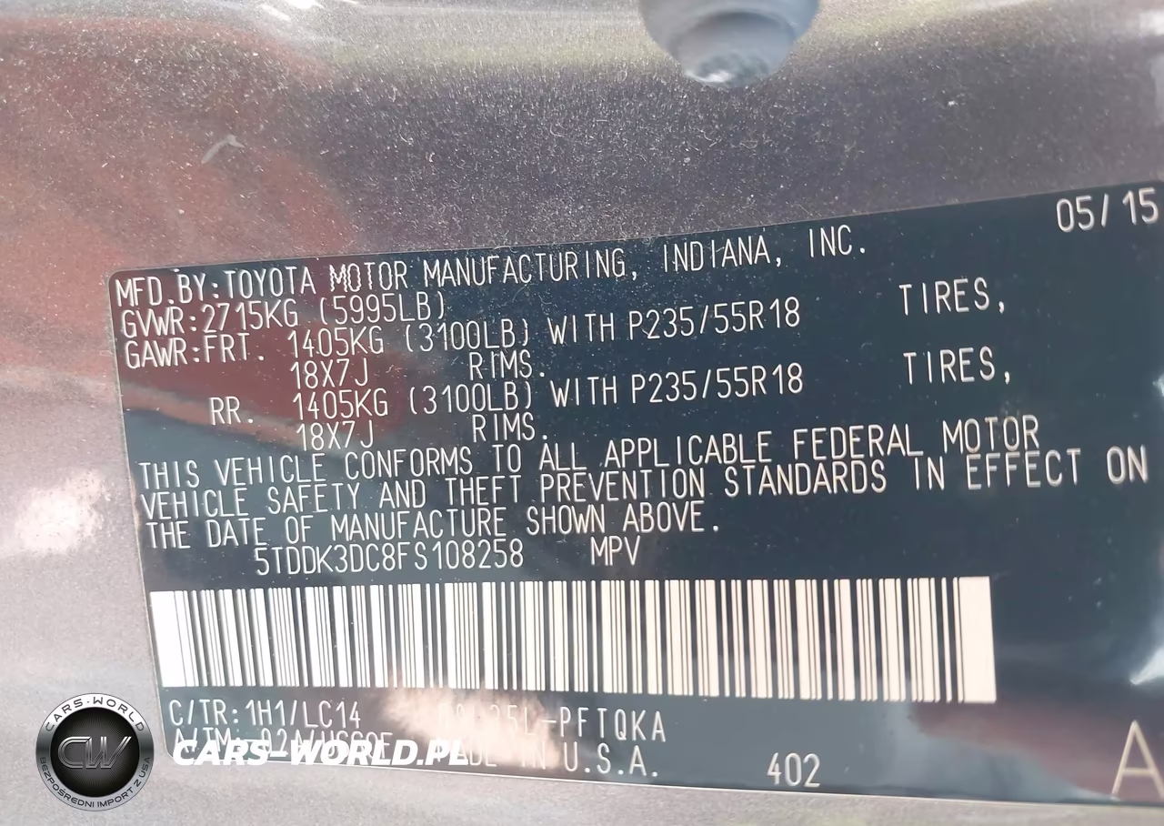 2015 Toyota Sienna Xle 7 Passenger VIN:5TDDK3DC8FS108258 - 9