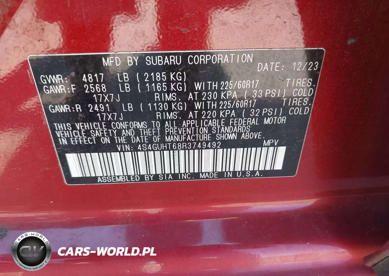 2024 Subaru Crosstrek Wilderness VIN:4S4GUHT68R3749492 - 9