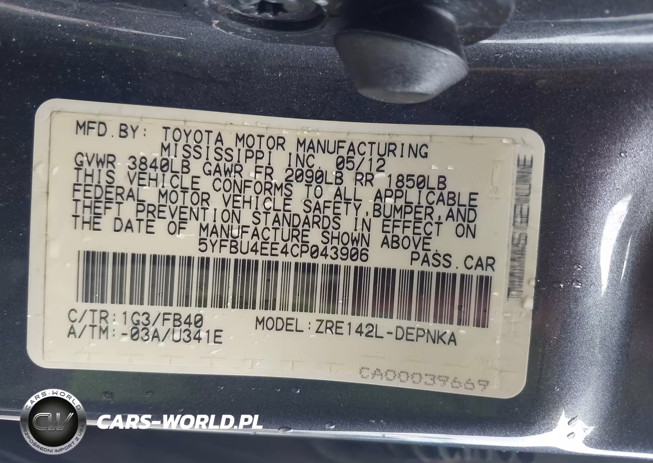 2012 Toyota Corolla Le VIN:5YFBU4EE4CP043906 - 9