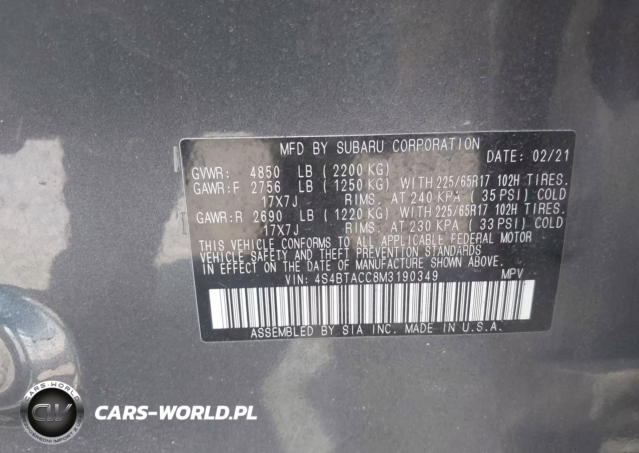 2021 Subaru Outback Premium VIN:4S4BTACC8M3190349 - 9