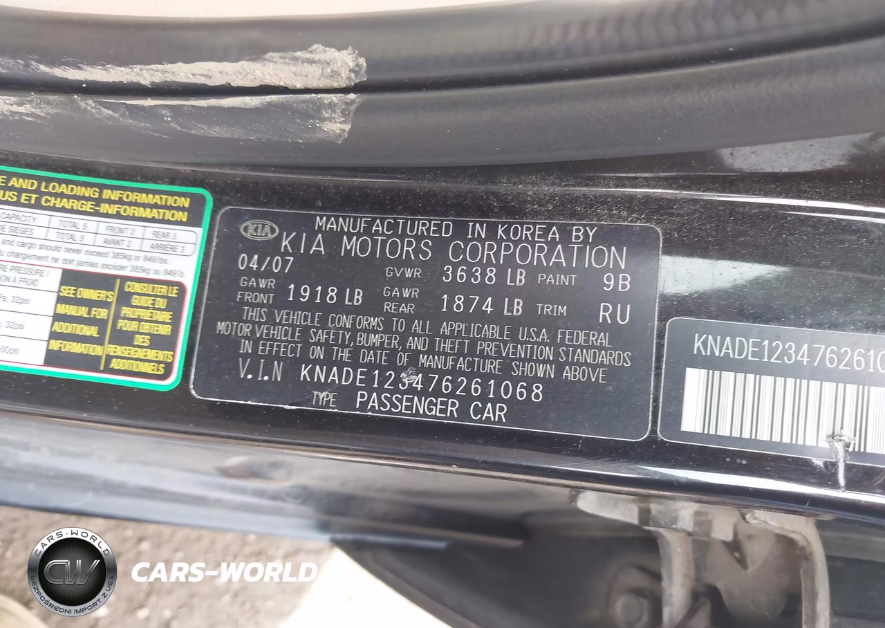 2007 Kia Rio Lx VIN:KNADE123476261068 - 9