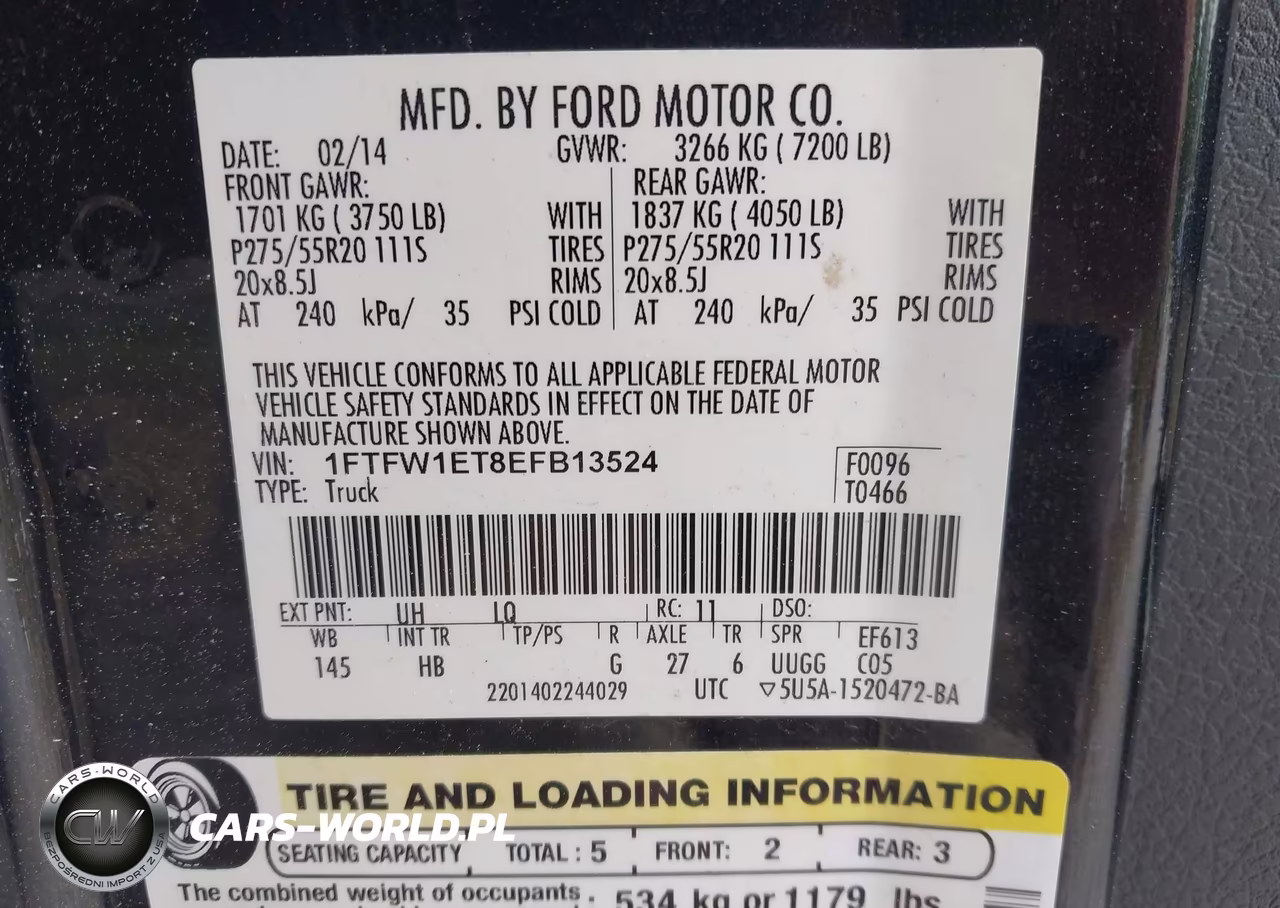 2014 Ford F-150 Lariat VIN:1FTFW1ET8EFB13524 - 9