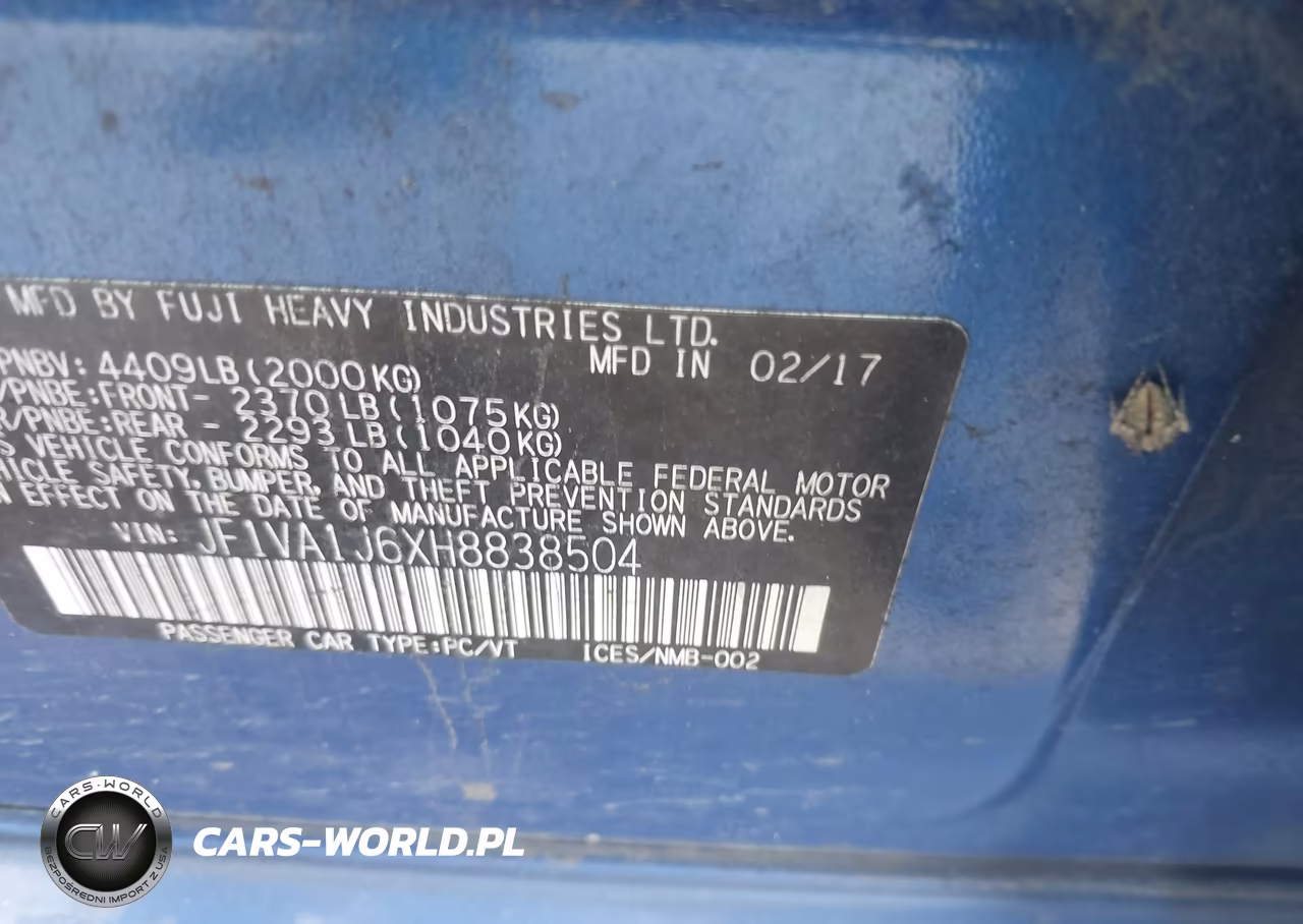 2017 Subaru Wrx Limited VIN:JF1VA1J6XH8838504 - 9