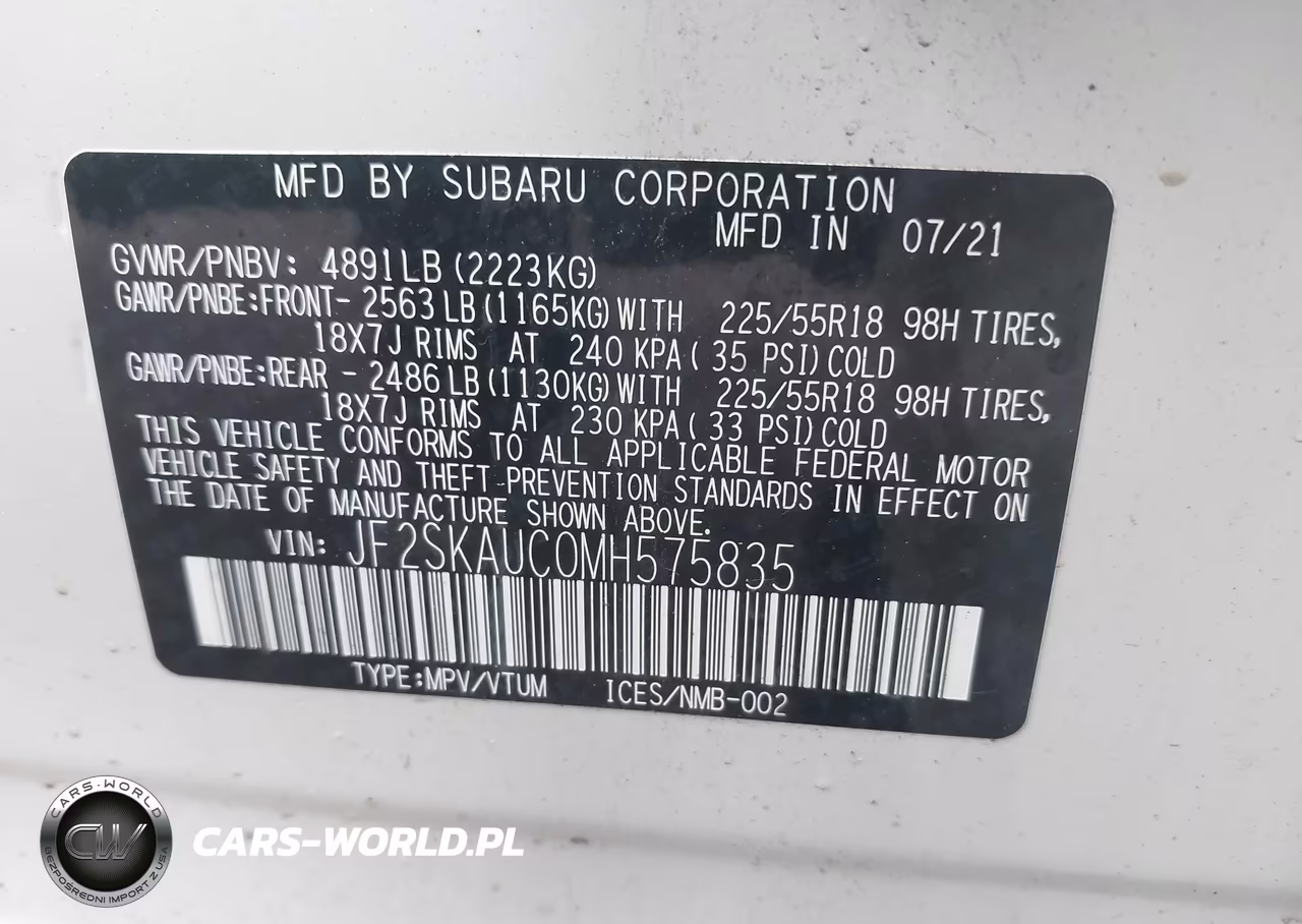 2021 Subaru Forester Limited VIN:JF2SKAUC0MH575835 - 9