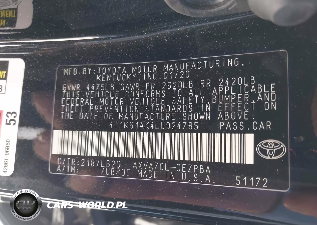 2020 Toyota Camry Xse VIN:4T1K61AK4LU924785 - 9