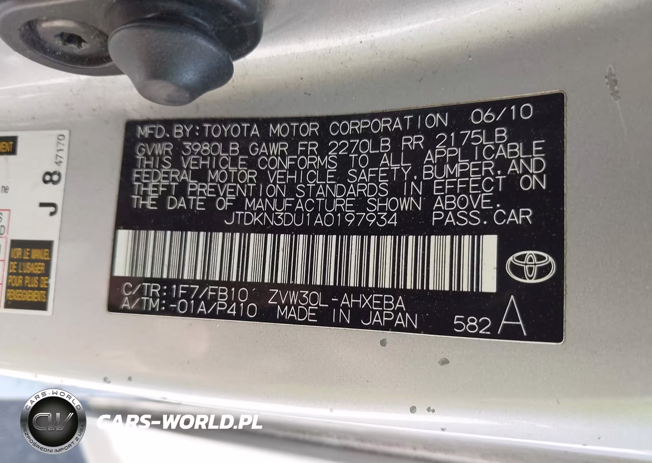TOYOTA PRIUS VIN:JTDKN3DU1A0197934 - 9