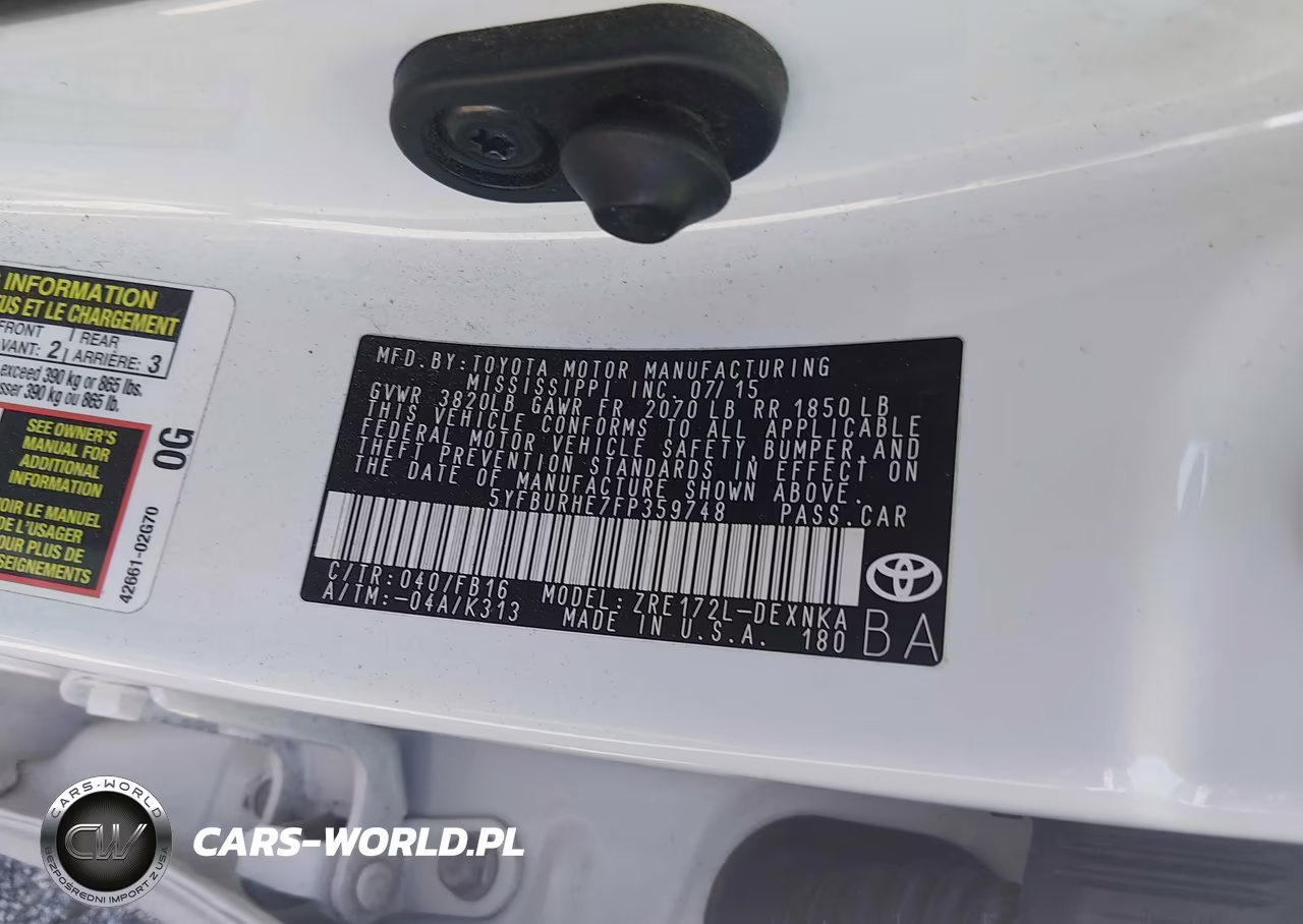 2015 Toyota Corolla Le Plus VIN:5YFBURHE7FP359748 - 9
